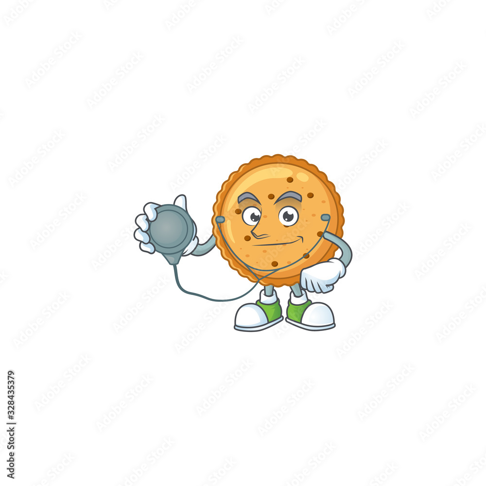 Peanut butter cookies mascot icon design as a Doctor working costume with tools