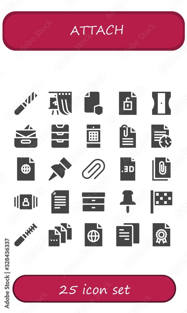 Modern Simple Set of attach Vector filled Icons Modern Simple Set of attach Vector filled Icons