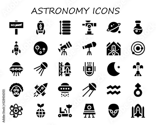 Modern Simple Set of astronomy Vector filled Icons