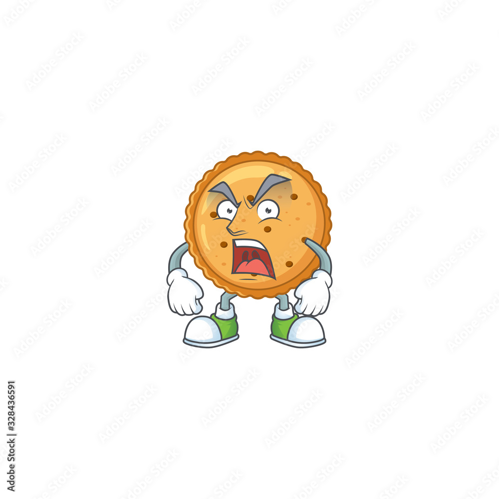 Peanut butter cookies cartoon character design with angry face Peanut butter cookies cartoon character design with angry face