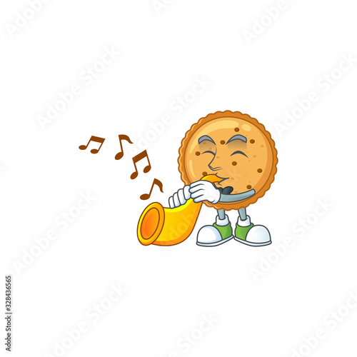 cartoon character style of peanut butter cookies playing a trumpet