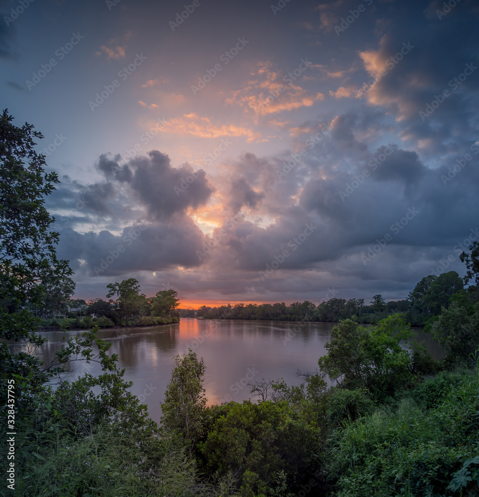Obraz premium Colourful River Sunrise Reflections