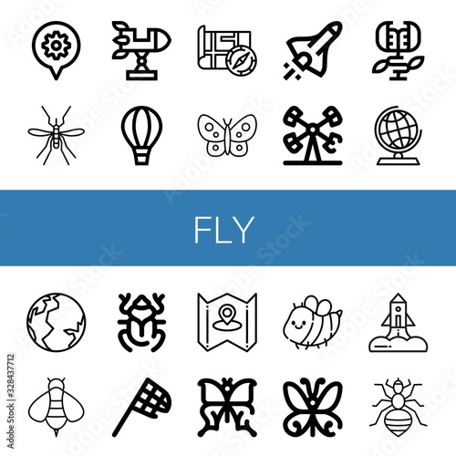 fly simple icons set