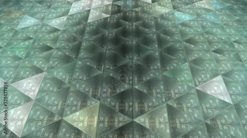 Triangle kaleidoscope in aerial view with blink effect for background video