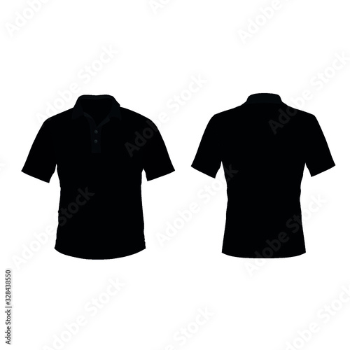 Black Polo T shirt Mock up vector, isolated, black Blank T-shirt Front and Back 