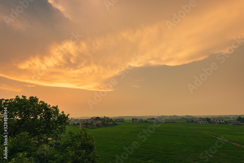 Composition of beautiful sky background, forest and sunset. © zhuxiaophotography