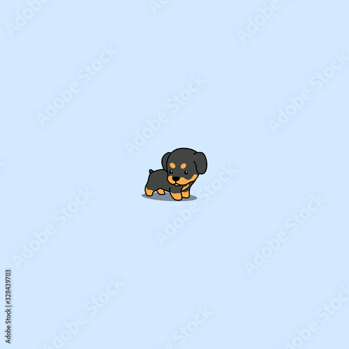 Cute rottweiler puppy cartoon icon, vector illustration