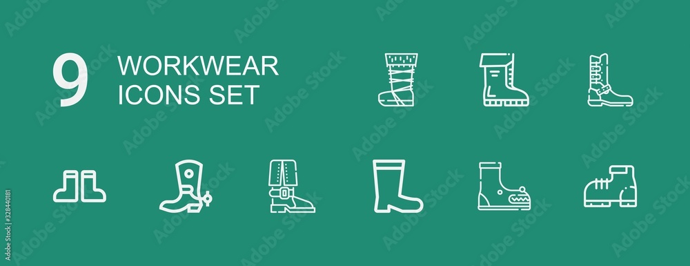 Editable 9 workwear icons for web and mobile
