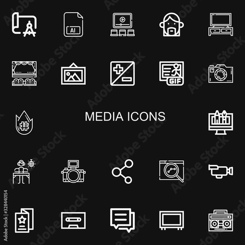 Editable 22 media icons for web and mobile