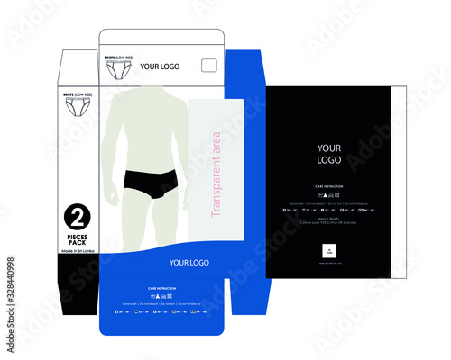 men's underwear box design and brief underwear packaging mockup