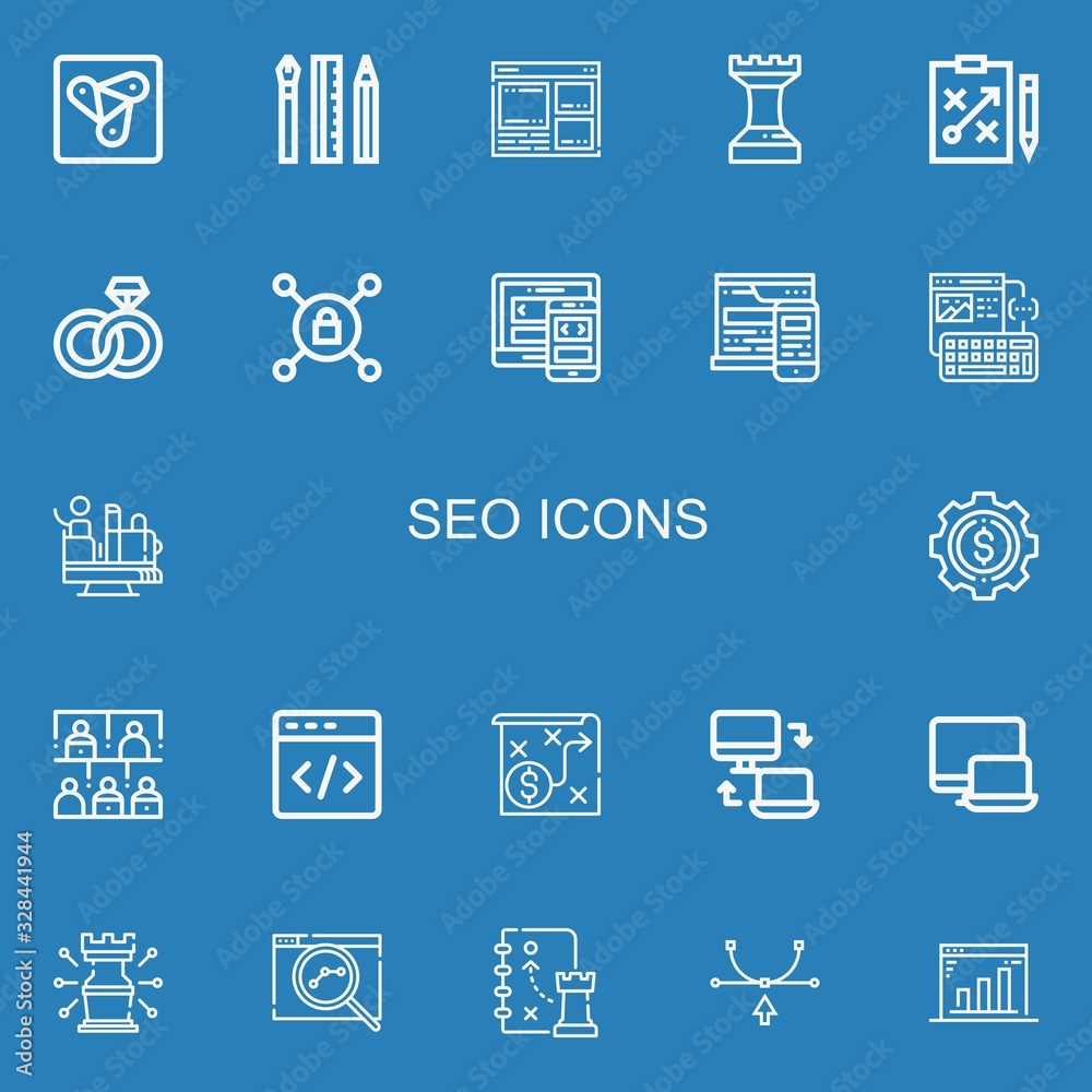 Editable 22 seo icons for web and mobile