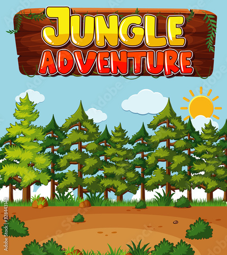 Scene with word related to nature and forest background