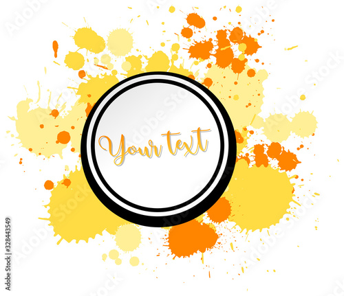 Background design with watercolor splash in yellow on white background