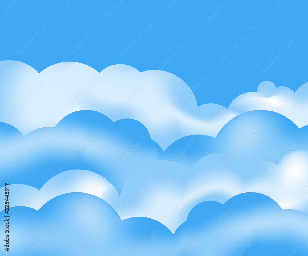 Sky in the clouds.Blue cloudy sky.Flat cloudy sky background.Blue and white clouds.Vector illustration Sky in the clouds.Blue cloudy sky.Flat cloudy sky background.Blue and white clouds.Vector illustration