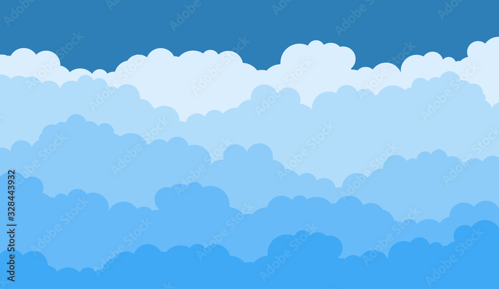 Abstract blue sky background with clouds. Vector cloud on blue sky abstract background in blue tones. Blue sky background with clouds.Flat.Vector illustration