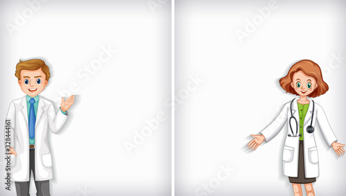 Background template design with male and female doctors