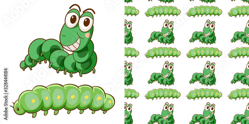 Seamless background design with cute caterpillars