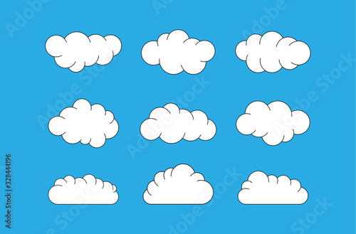 White clouds on blue background. White clouds. Vector illustration