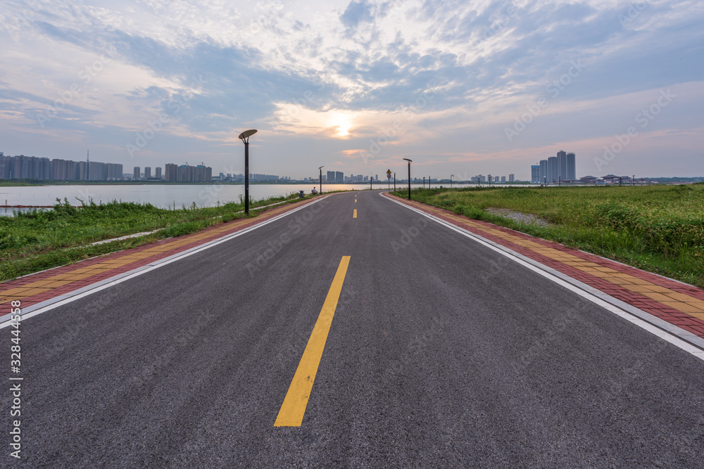 Fototapeta premium Beautiful scenery of Shanghai, China, city night, fireworks scene.
