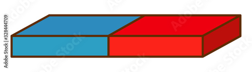 Single magnet bar on white background