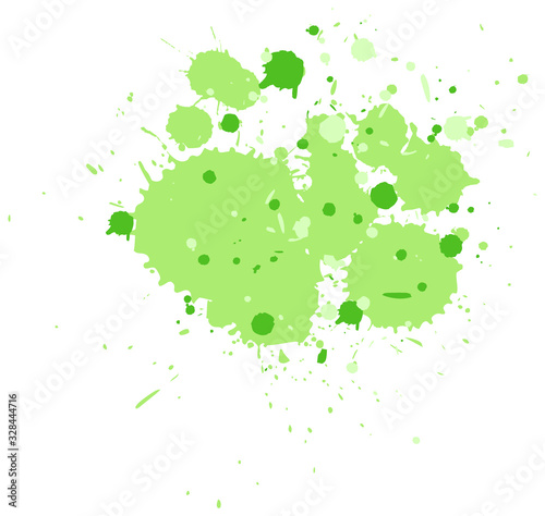 Watercolor splash in green on white background