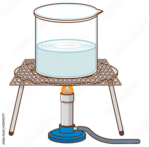 Science experiment with boiling water on the rack