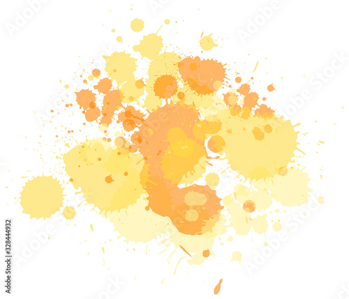 Watercolor splash in yellow on white background