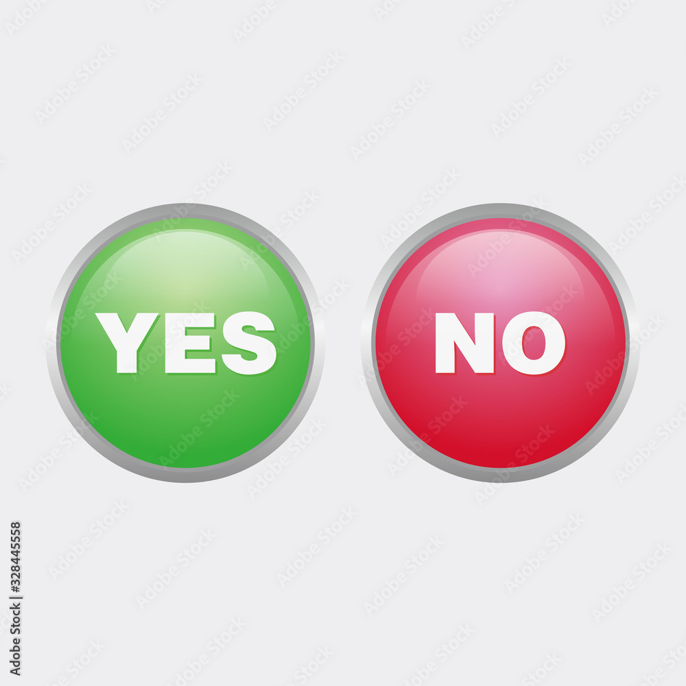 simple yes and no glossy icon with green and red color design, circle glossy button template vector for website, advertising, print simple yes and no glossy icon with green and red color design, circle glossy button template vector for website, advertising, print