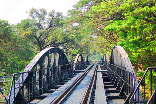 Bridge on the River Kwai, made of thick steel Take over the big river. Can be used only once per train. Located in Kanchanaburi province of Thailand.