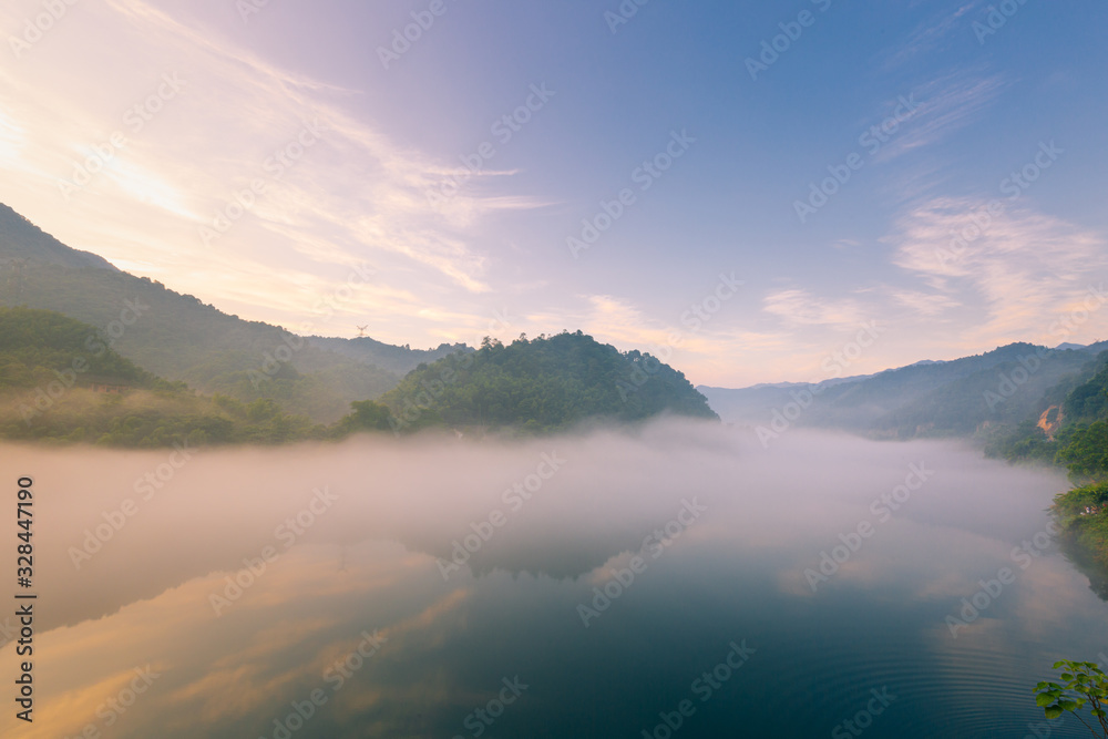 Fototapeta premium Beautiful Chinese natural landscape, water resources protection, environmental protection, sewage treatment.