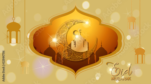 Background design for Muslim festival Eid Mubarak