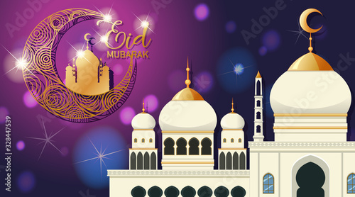 Background design for Muslim festival Eid Mubarak