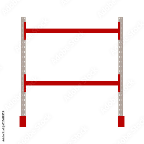 Metal rack for warehouse, flat design, front view. Vector illustration on a white background.