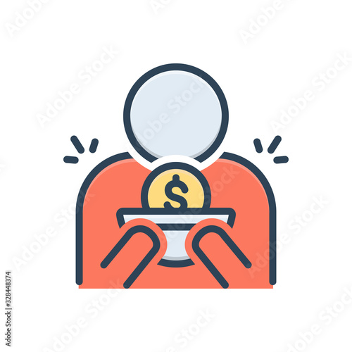 Color illustration icon for indigent