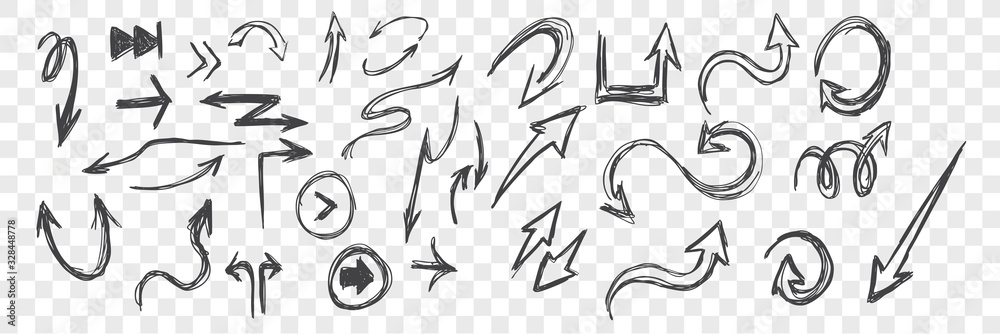 Doodle arrows sketches set Doodle arrows sketches set