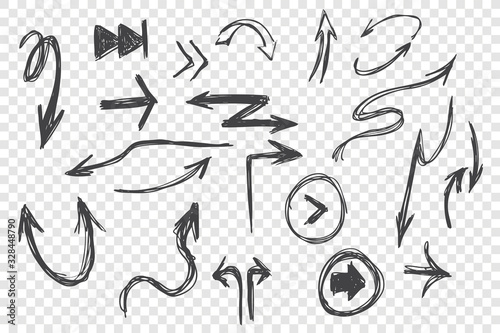 Hand drawn black arrows set