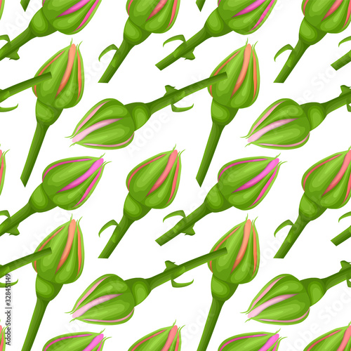 Seamless, endless pattern with roses on white background. Suitable for packaging, fabric or napkins and menus decoration. Vector eps 10 illustration