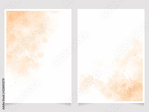 orange sand beach watercolor wash splash 5x7 invitation card background template collection