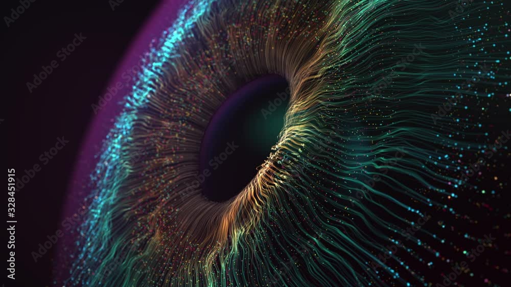 Eye pupil and iris close up animation render