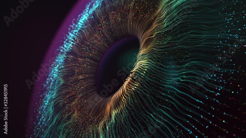 Eye pupil and iris close up animation render photo