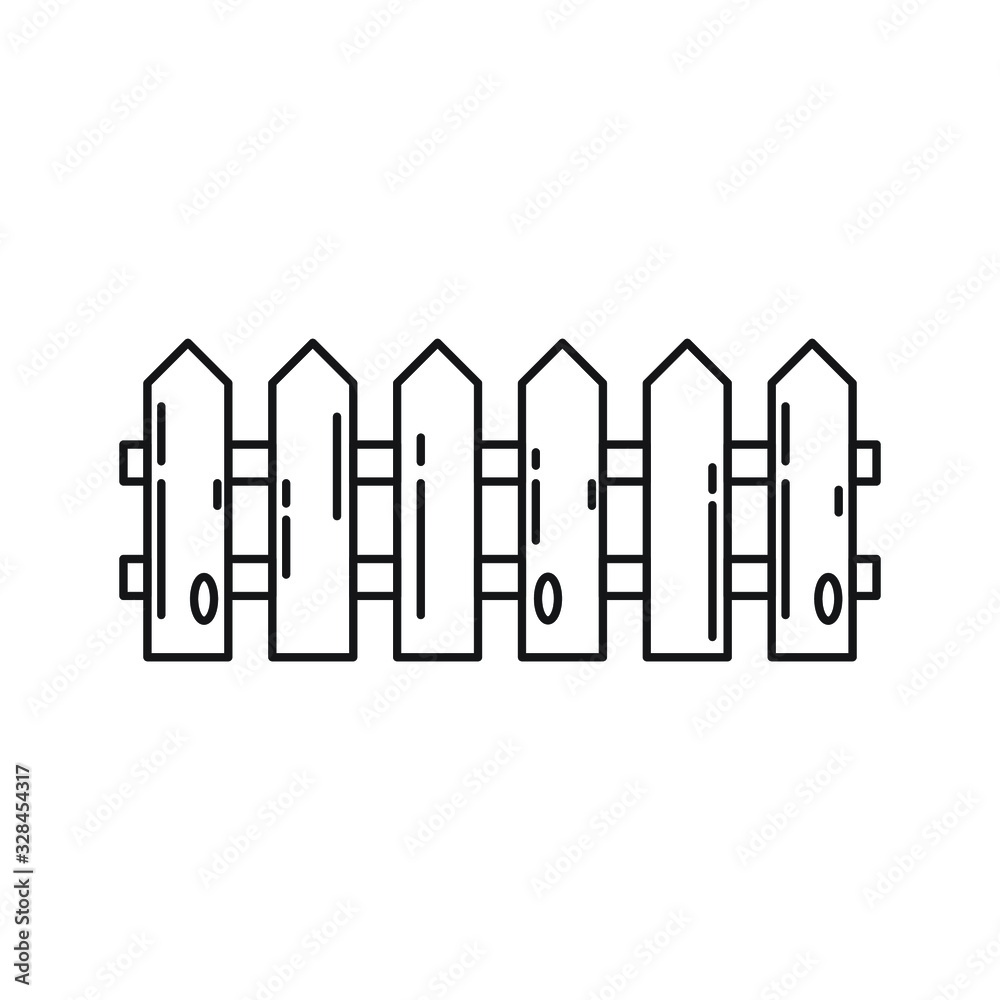 Wood fence line art icon vector