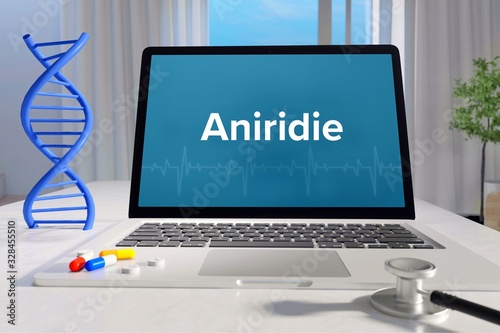 Aniridie – Medizin, Gesundheit. Computer im Büro mit Begriff auf dem Bildschirm. Arzt, Krankheit, Gesundheitswesen photo