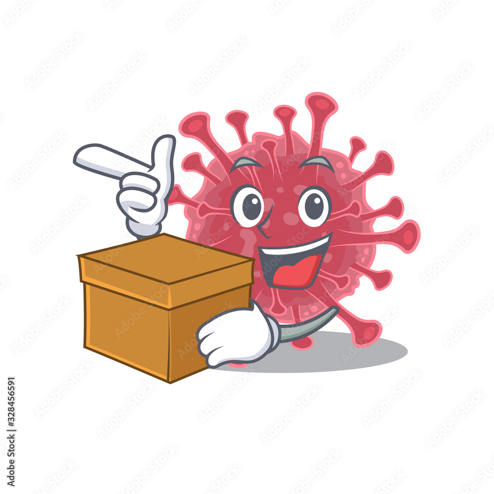 Coronavirus disease cartoon design style having a box