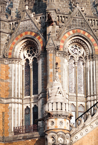 Windows detail of Chhatrapati Shivaji Terminus railway station, Mumbai, India