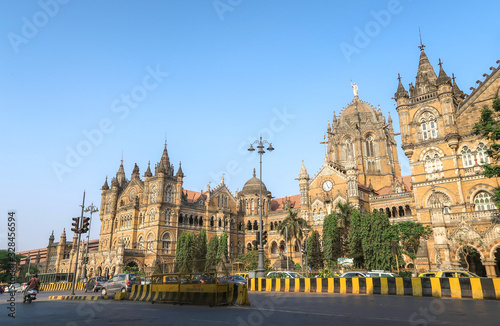 MUMBAI, INDIA - February 29 2020: Chhatrapati Shivaji Terminus railway station or csmt, Mumbai, India photo
