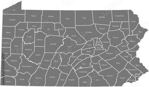 Canvas Print map of Pennsylvania