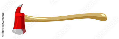 Firefighter axe fireman hatchet isolated on white