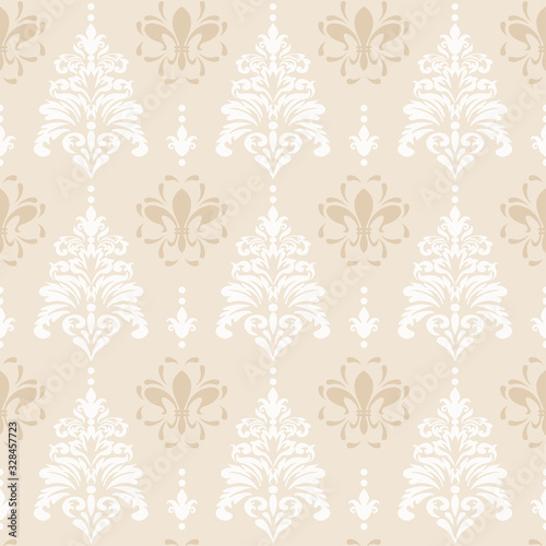 Seamless pattern - beige and white. Retro style. Wallpaper texture, vector illustration © PETR BABKIN