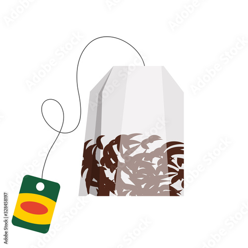 Flat disposable dry tea bag for brewing hot drink
