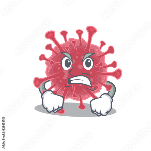 Coronavirus disease cartoon character design with angry face
